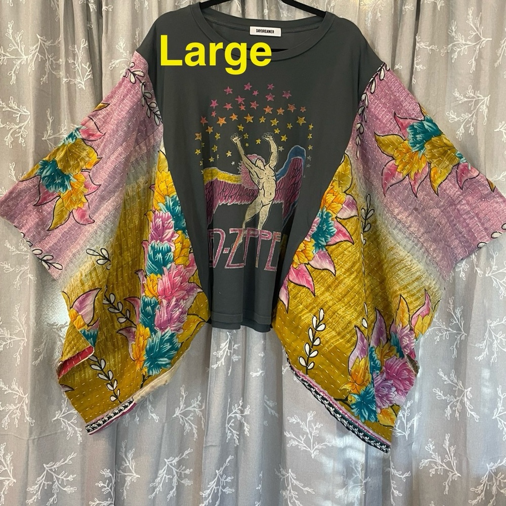 Led Zeppelin Graphic Kantha Kimono Top